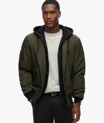 Superdry Men's Men's Military Hooded MA1 Jacket Green / Surplus Goods Olive - Size: M
