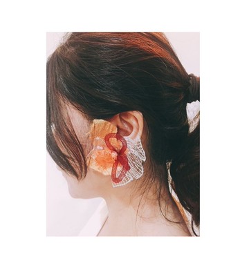 異生耳環-橘色針式