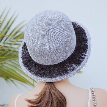 現貨+預購 渡假草帽防曬遮陽帽編織帽大帽簷-夏季時尚平頂流蘇女帽子73ti19【獨家進口】【米蘭精品】