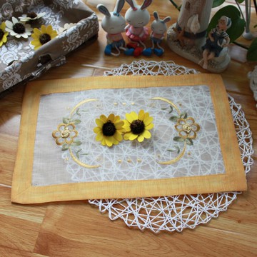 外貿原單歐式田園刺繡蕾絲餐桌布盤墊隔熱墊茶盤蓋巾臺布簡約現代