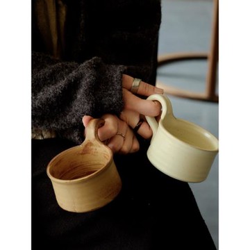 川澤燒粗陶咖啡杯子手工創意耐高溫復古拿鐵拉花咖啡杯日式馬克杯