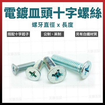 3/16" x 3/8" - 3" 電鍍皿頭十字螺絲 100入 [天掌五金]【領券滿額再折千7/31止】