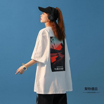 短袖T恤女寬鬆韓版學生半袖夏季百搭五分短袖【聚物優品】