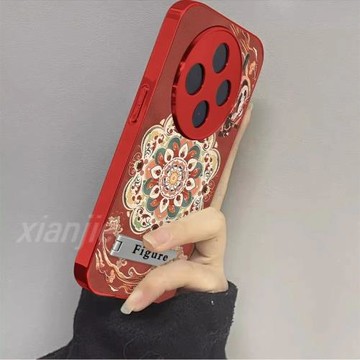 民族風復古彩蓮花紋適用VIVOx200Pro手機殼x100電鍍銀小羊皮x90高級時尚x80保護套x70女x60硅膠y300防摔全包