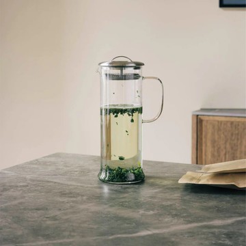 玻璃附濾網圓柱形茶壺