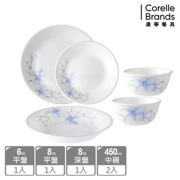 【美國康寧】CORELLE 春晨藍花5件式碗盤組-E01