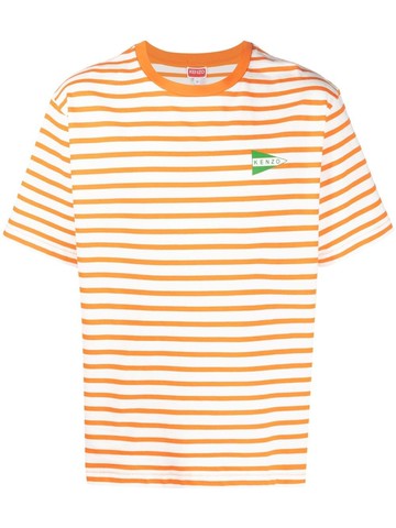Kenzo - striped logo-print T-shirt - men - Cotton - XS - Orange