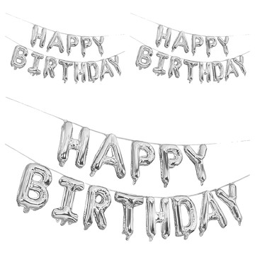 生活 King 可懸掛生日快樂字母氣球 HAPPY BIRTHDAY - 銀色  3組