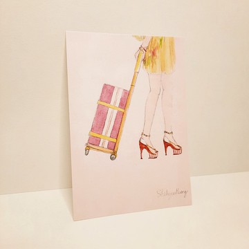 旅行的記憶原創水彩插畫明信片卡片