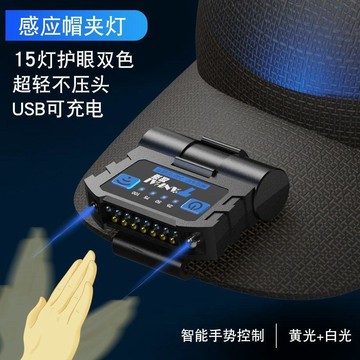 🛒臺灣24h🌳探海感應頭燈釣魚夾帽燈帽檐頭戴式夜釣可充電強光超亮LED上餌燈