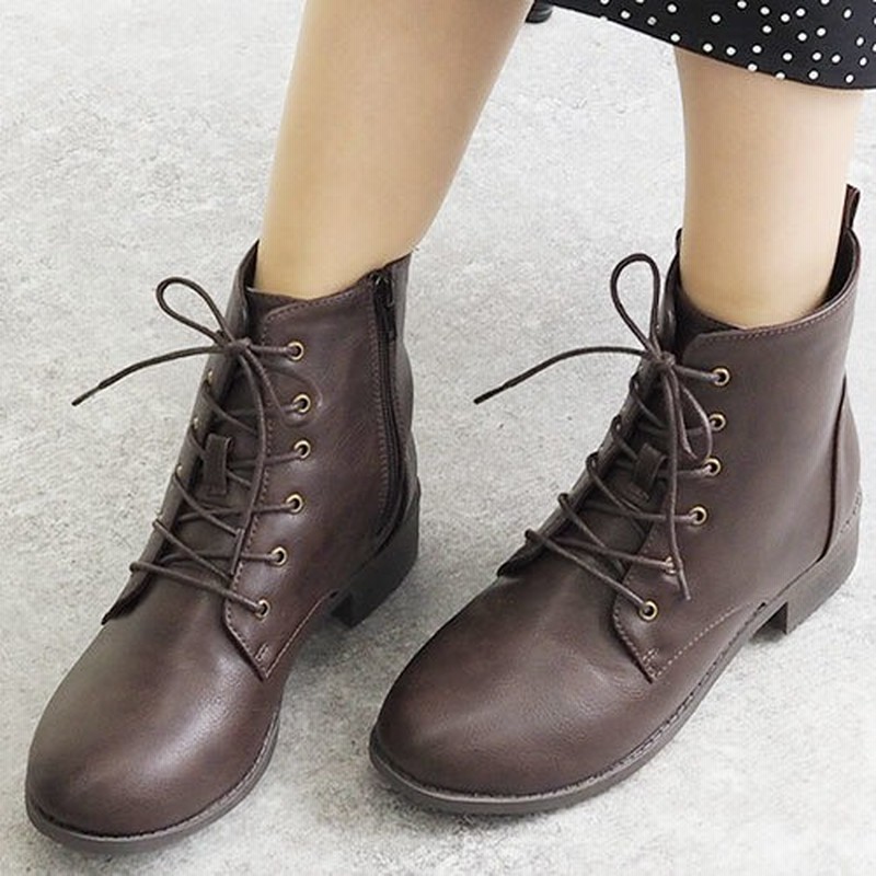 堅実な究極の 新品 レディー レースアップブーティ ショートブーツ
