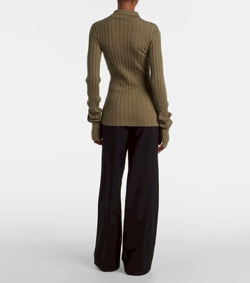 Calvin Klein Collection Ribbed-knit wool polo shirt