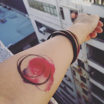 OhMyTat 水彩圈 Watercolor Circle 刺青圖案紋身貼紙 (2 張)