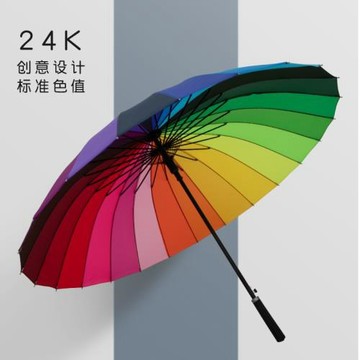 24骨超大雨傘抗風晴雨傘自動長柄直桿傘男女雙人抗臺風彩虹大雨傘
