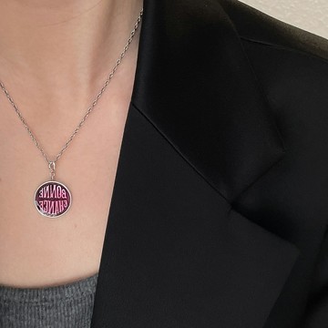 小寶s925純銀獨特設計紅藍滴釉英文字母雙面吊墜女僅吊墜項鏈項墜