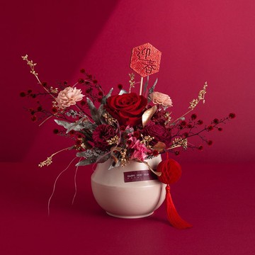 紅絲絨奢華 永生盆花 開運 不凋花 索拉花 轉運盆花 祝賀花