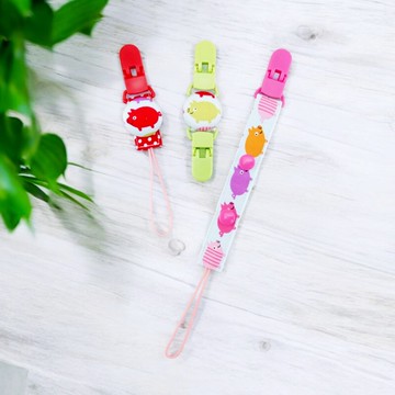 彩虹糖豬豬-6色可選。手帕夾 奶嘴鏈