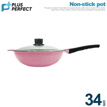 【PERFECT 理想】韓國晶鑽2代不沾炒鍋34cm附蓋
