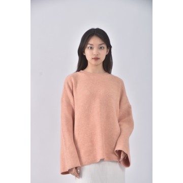 (F) balen韓牌質感棉質落肩粉橘色毛衣二手衣