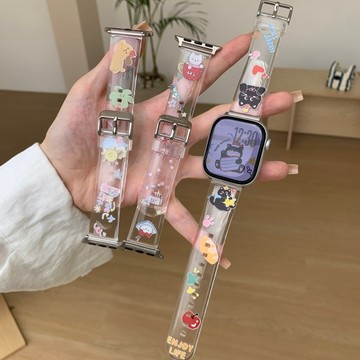 可愛新款卡通錶帶 印花TPU腕帶 適用 Apple Watch 11代 10 9 8 7 6 5 4 SE 蘋果替換錶帶