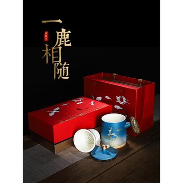 復古陶瓷帶蓋馬克杯網紅男女水杯辦公室茶水分離泡茶杯子高級禮盒