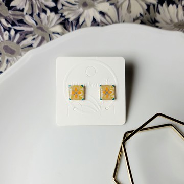 花磚物語 青山落月 花磚 手繪熱縮片 耳環