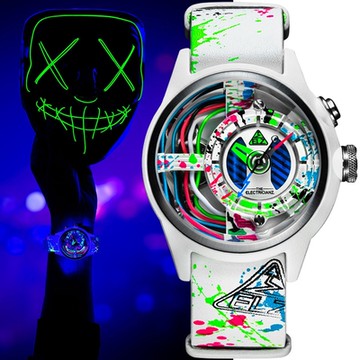 THE ELECTRICIANZ  發電機 彩色電纜時尚腕錶 White Edition