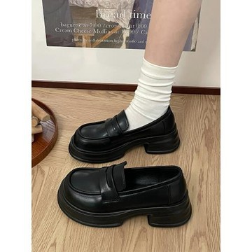 黑色英倫風小皮鞋女春秋2026新款日系jk百搭厚底粗跟防滑樂福單鞋