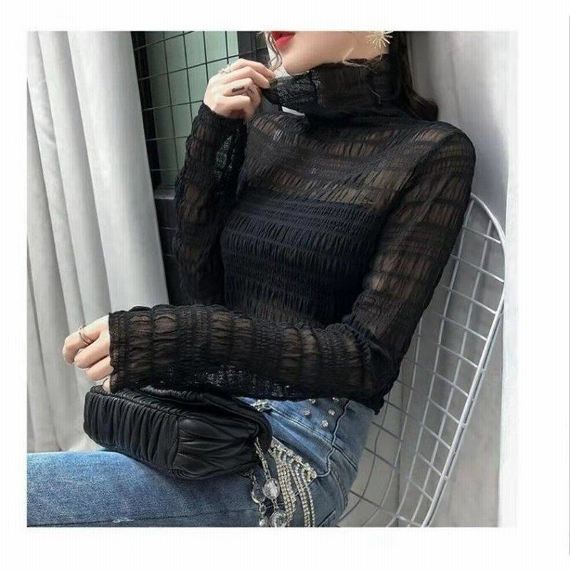 に値下げ！ 3264【バズ】タートルネックカットソー ラメ ハイネック