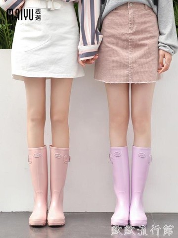 長筒雨靴 女式雨鞋女時尚款外穿高筒韓國水靴女士水鞋可愛雨靴長筒防水防滑【顧家家】