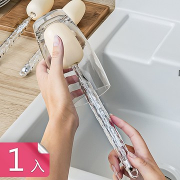 【荷生活】ABS透明多功能長柄杯刷 二合一可替換刷頭清潔刷-1入組