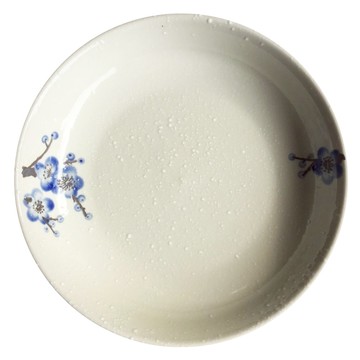 新食器 蘭梅花香手繪深盤  白色藍花  8吋(20.5cm)  1個