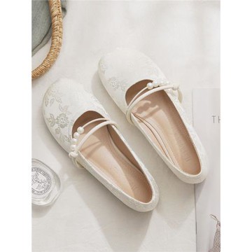 羊皮版~中式國風瑪麗珍鞋晚晚溫柔風配裙子的法式絕美淺口單鞋女