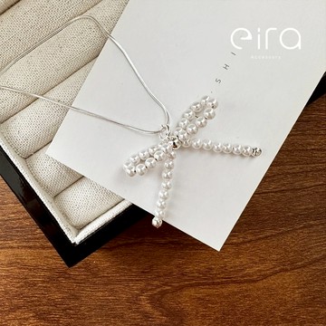Eira Accessory 蝴蝶結造型串珠項鍊‧925純銀項鍊‧韓系 蝴蝶結 可愛 氣質 串珠 項鍊 CXL0027A