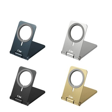 o-one 鋁合金摺疊磁吸充電座組 手機磁吸支架 即放即充 安全雙認證(火山灰)