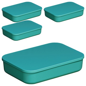 小麥購物 撞色帶蓋收納盒 C317 矮款 368g  綠色  4個