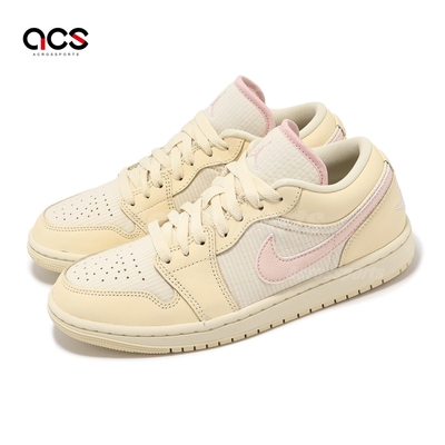 Nike 休閒鞋 Wmns Air Jordan 1 Low SE 女鞋 米白 粉 AJ1 皮革 FQ1925-100