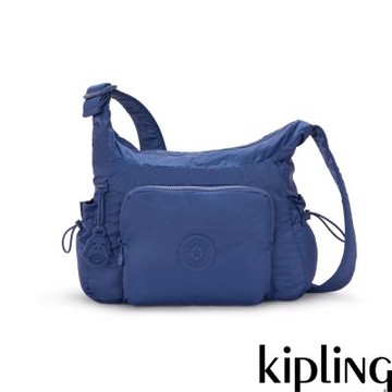 『拉拉包』『牛角包』Kipling 休閒藍輕巧多袋實用側背包-GABB S