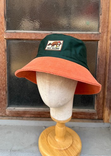 漁夫帽 遮陽帽 手工帽子 拼接 戶外 綠 橘 秋冬 小牛村