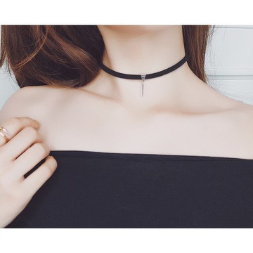 925純銀choker項圈項鏈女潮頸鏈鎖骨鏈黑色網紅脖鏈短款頸帶頸圈