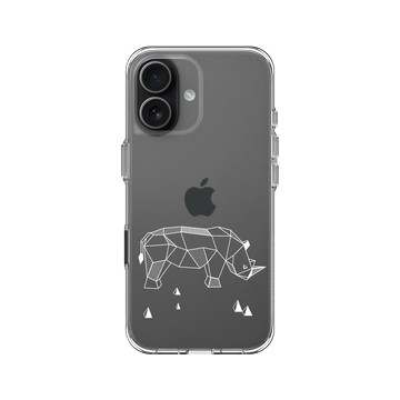 iPhone 17 Clear Case（相機按鈕） 透明 - Animal Silhouette / 動物剪影 - 幾何-動物系列/犀牛
