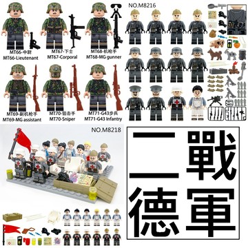 3032樂積木【現貨】第三方 二戰德軍醫療分隊機槍手狙擊手Z47~Z52士兵8216.8218橡樹迷彩MT66 G43