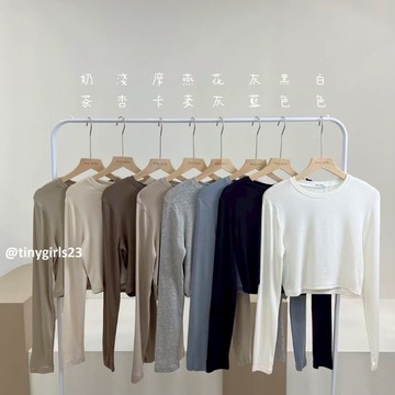 【太妮絲IA18】現貨 初秋 薄款 棉棉棉 長袖上衣 軟綿綿 短版上衣 內搭 素色 長袖 絨面材質 親膚 短版