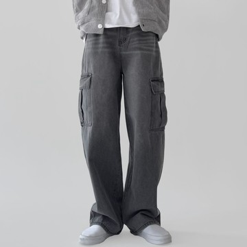 正韓日常經典水洗貓刷工裝牛仔寬褲 3色 YUPPIE 預購商品 0303