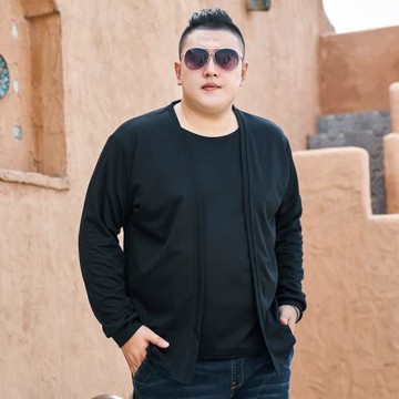 2025秋季男加肥加大碼開衫假兩件衛衣超大號胖子長袖t恤上衣外套