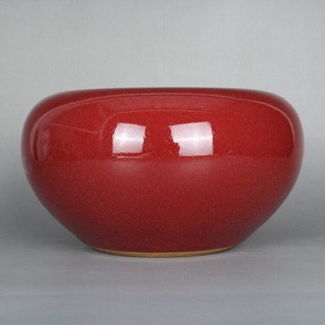 晚清祭紅釉水淺大筆洗 景德鎮古玩古董陶瓷器手工仿古老貨收藏品