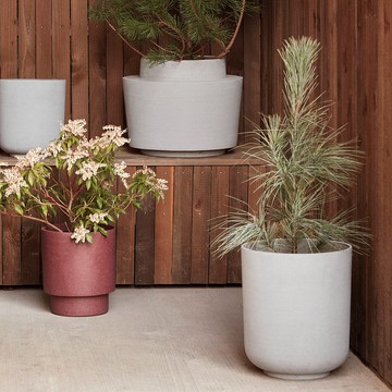 【Hübsch】－900904 灰色混泥土盆栽-2件組 盆器 植栽