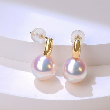 天然日本 Akoya 海水珍珠 耳環 18K黃金 海珠 耳釘 極強光 天女級 優雅百搭設計