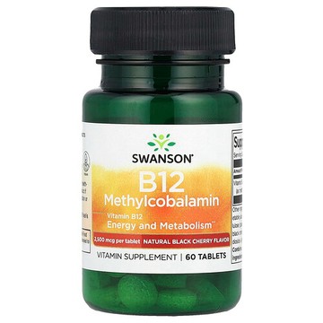 Swanson Vitamins, 維生素 B12 甲鈷胺，天然黑櫻桃味，2,500 微克，60 片