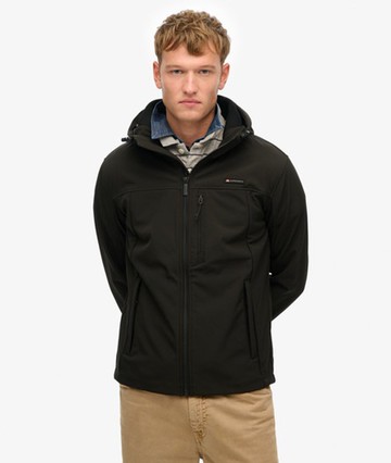 Superdry Men's Hooded Soft Shell Trekker Jacket Black Size: XL